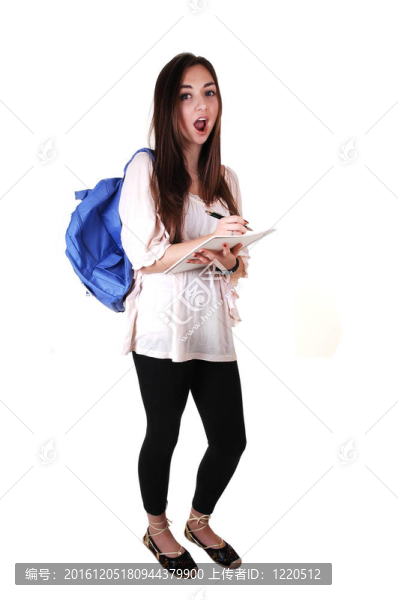 驚訝的女孩。