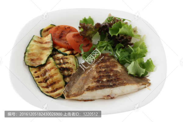 烤比目魚配蔬菜