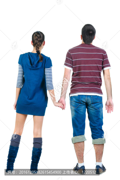 年輕夫婦看哪里。后視圖。