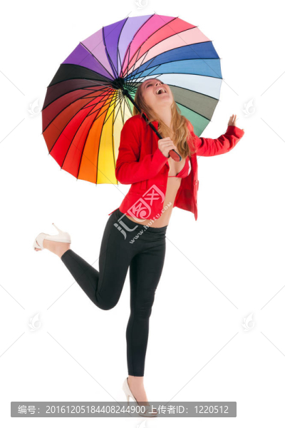 帶彩虹傘的女人