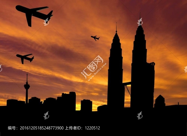 日落日落時(shí)離開(kāi)吉隆坡的飛機(jī)
