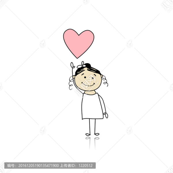 情人節(jié)-可愛的女孩抱著心