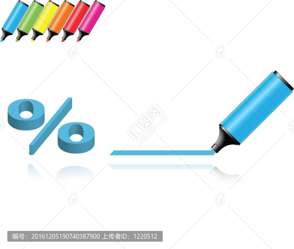帶有百分比符號和線條的標記筆