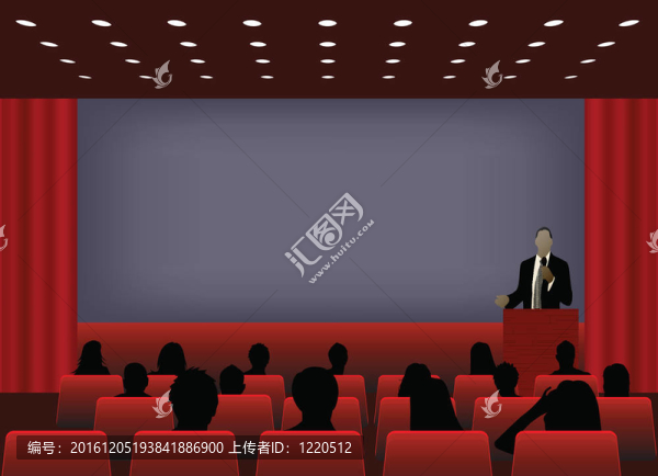 在一個(gè)商業(yè)會(huì)議或產(chǎn)品營(yíng)銷面前在觀眾面前做演講的人。在空白投影屏幕上添加副本文本。