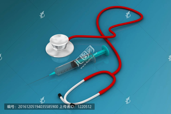聽診器和注射器