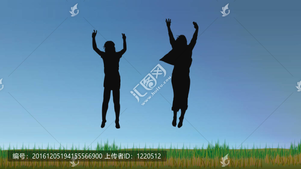 在藍(lán)天上跳躍的人們
