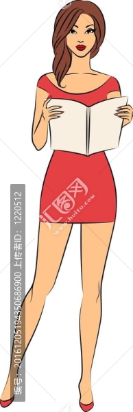美麗女孩與書。