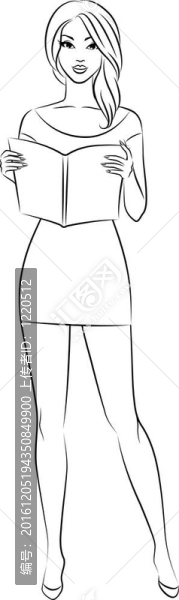 美麗女孩與書。
