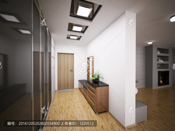 現(xiàn)代玄關(guān)大廳3D