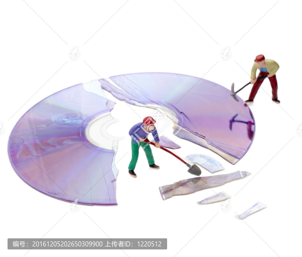 微型玩具工人修理電腦斷光盤