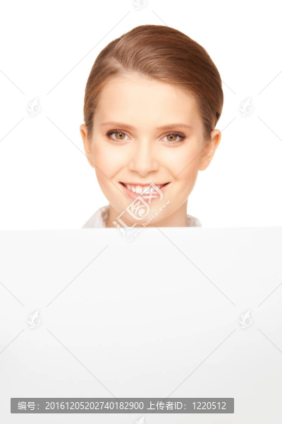快樂的少女與空白板