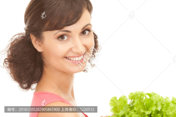 女人用萵苣