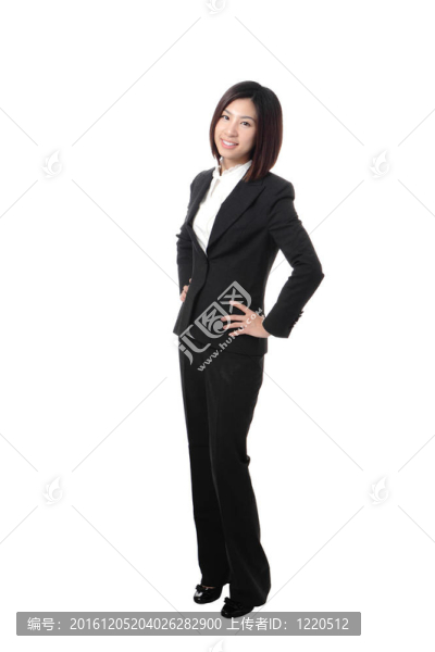 全長商業(yè)女性自信微笑站