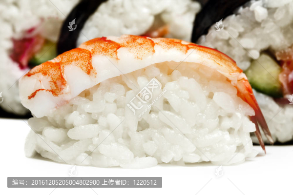 蝦壽司特寫(xiě)白色背景