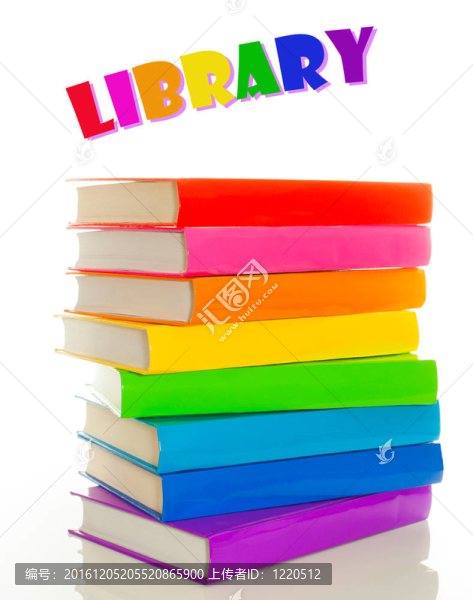 彩色圖書堆疊-圖書館理念
