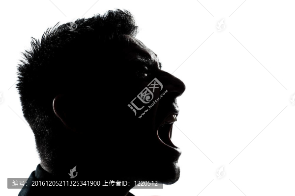 剪影男子肖像尖叫憤怒