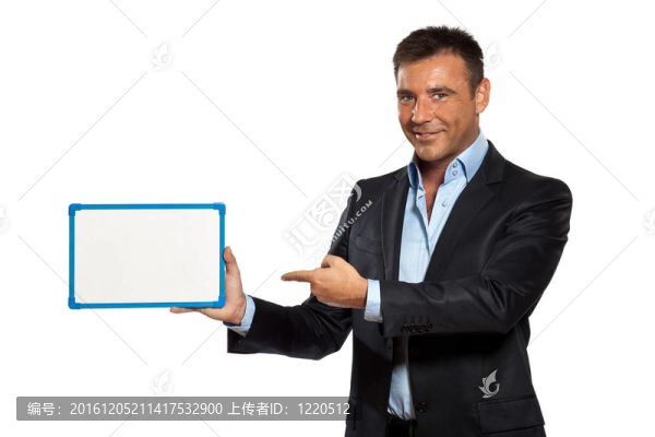 一個商人拿著白板