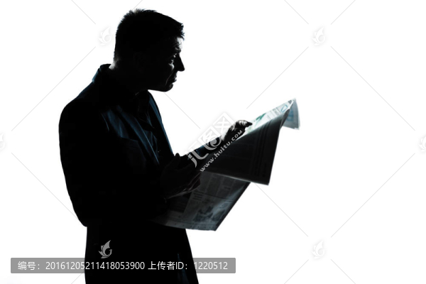 剪影人像看報(bào)紙