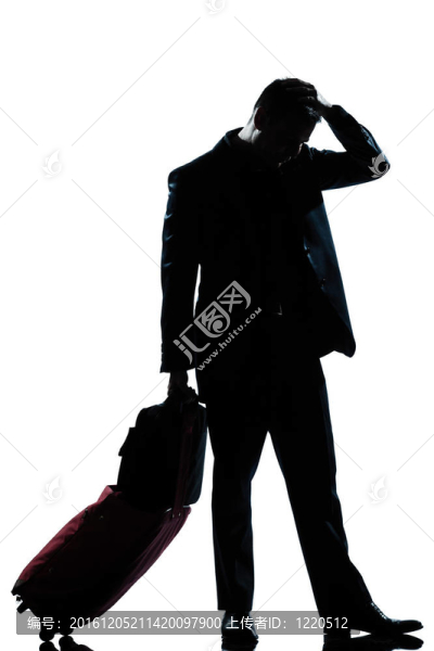 剪影男人商業(yè)旅行者悲傷絕望