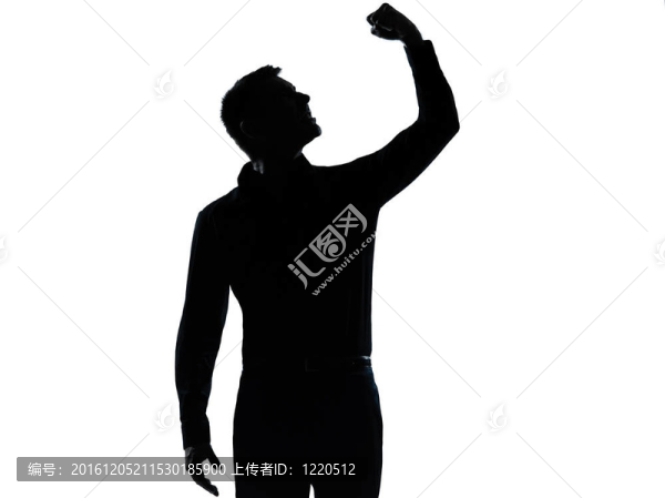 一個生意人憤怒的握拳的人影