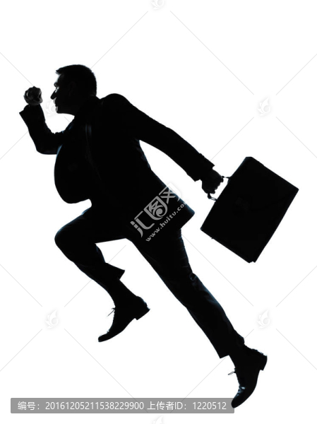 一生意人跳跑步剪影