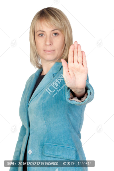 金發(fā)女人做停止的象征