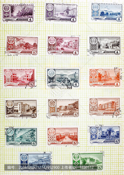 ussr-circa,1952至1961年：與該自治共和國首府大約1952至1961年蘇聯(lián)郵票