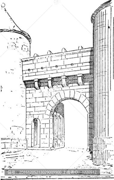 門Flavigny,sur,Ozerain復(fù)古雕刻