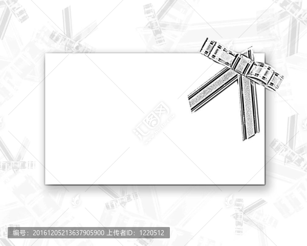 在素描風(fēng)格的蝴蝶結(jié)的空白明信片