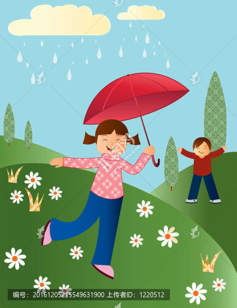 在雨中的孩子