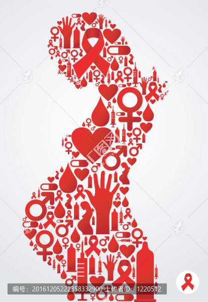 懷孕的女人剪影與艾滋病的圖標(biāo)
