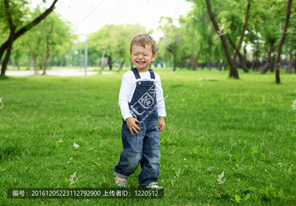 公園里的一個(gè)男孩的肖像