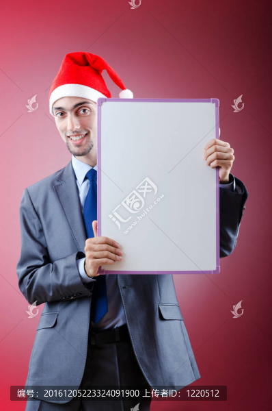 與圣誕老人的帽子和消息的商人