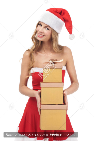 戴Santa服裝的圣誕婦女