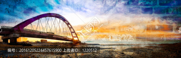 紅色橋的日落；Chuk,Yuen；