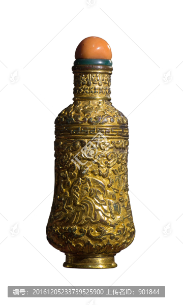 銅鎏金鏨花鼻煙壺