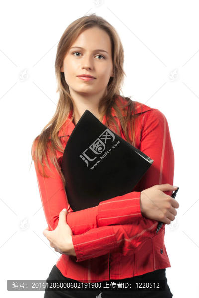 漂亮的女商人與文件夾
