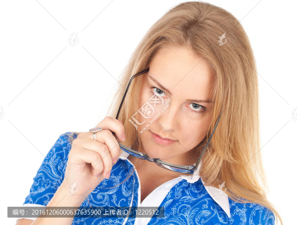 有興趣的女商人戴眼鏡