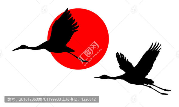 天空中鶴的插圖