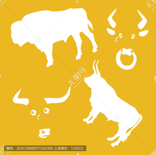 牛在黃色背景插圖