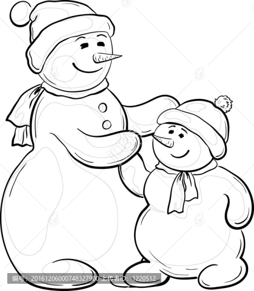 snowmens母親和兒子；輪廓