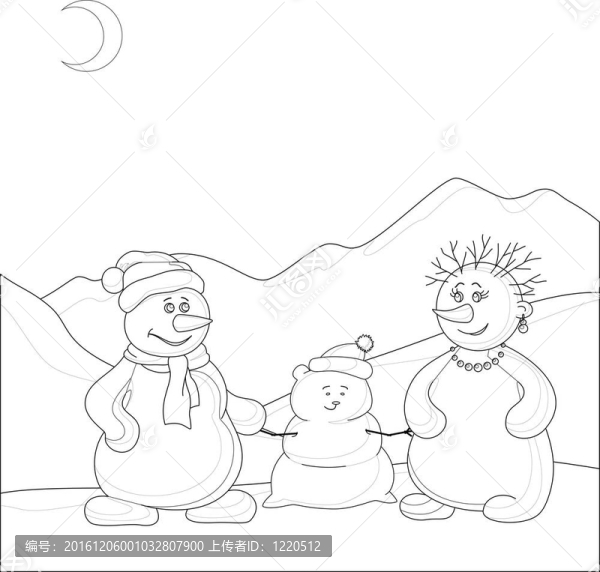 在山上snowmens；輪廓
