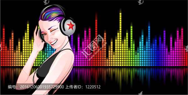 女孩聽音樂