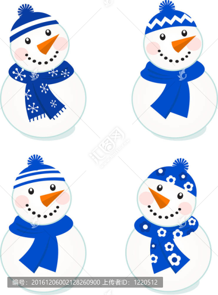 可愛的雪人收集白色隔離（藍(lán)色）