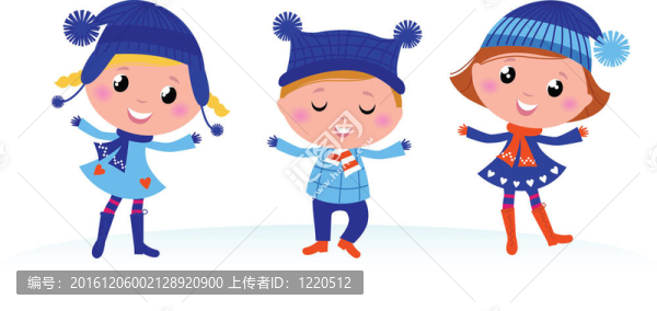 可愛(ài)的冬天孩子小組孤立在白色