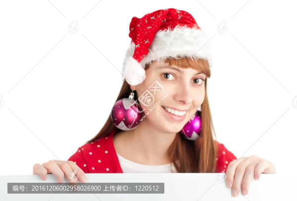 抱著空板的圣誕女孩