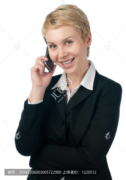 年輕的商業(yè)婦女與電話