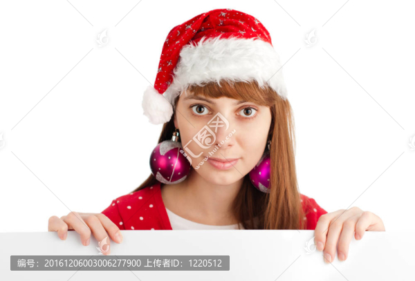 抱著空板的圣誕女孩