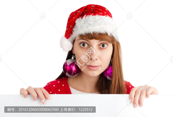 抱著空板的圣誕女孩