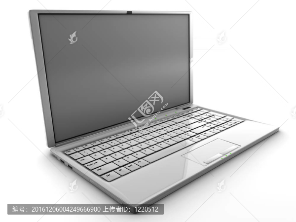 白色三維細(xì)節(jié)渲染筆記本電腦與空白屏幕隔離